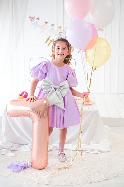 Le Mabelle Lilac Giant Bow Detailed Girl's Dress - Celine