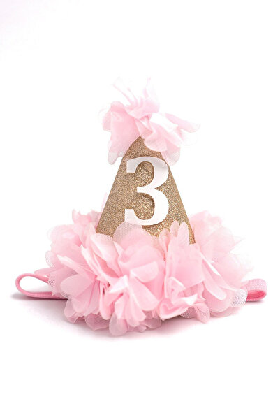 Le Mabelle Pink 3 Year Old Funnel Birthday Crown