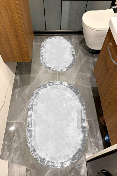 Bordo Halı مجموعة سجادة حمام مزخرفة ماصة للماء وناعمة وغير قابلة للانزلاق ومم...