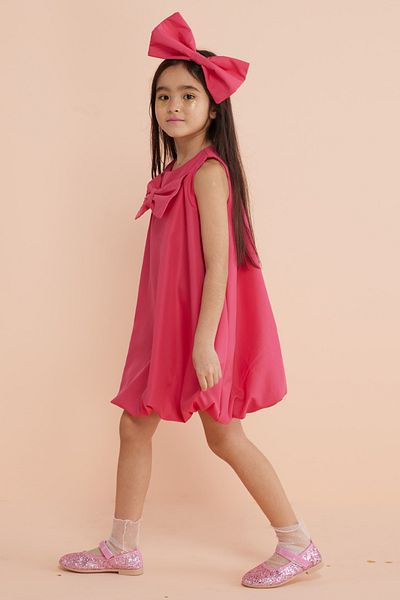 Le Mabelle Fuchsia Bow Detailed Girl's Balloon Dress - Lolita