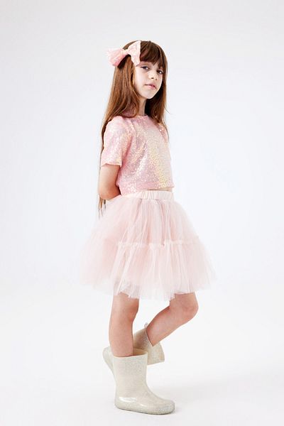 Le Mabelle Freya Double Set - Salmon Tulle Skirt and Sequin Detail