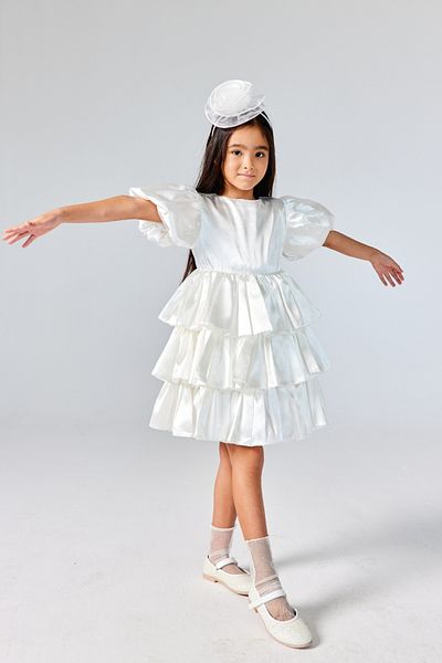 Le Mabelle Gabriela - Girl's Ecru Satin Skirt Dress