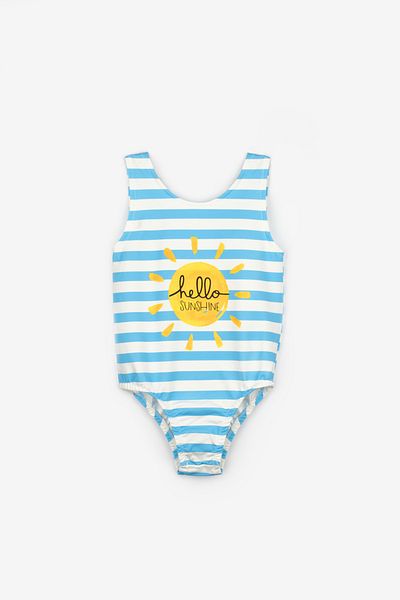 Le Mabelle Blue Sun Printed Girl's Swimsuit
