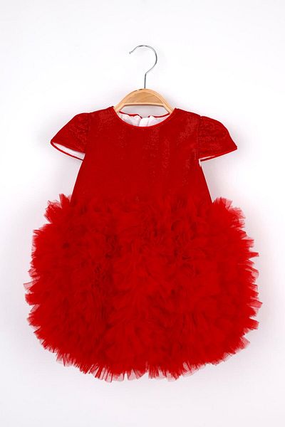 Le Mabelle Red Short Sleeve Tutu Baby Princess Dress - Lina