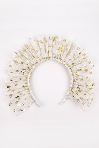 Le Mabelle Girl's Tulle Crown with Stars on White