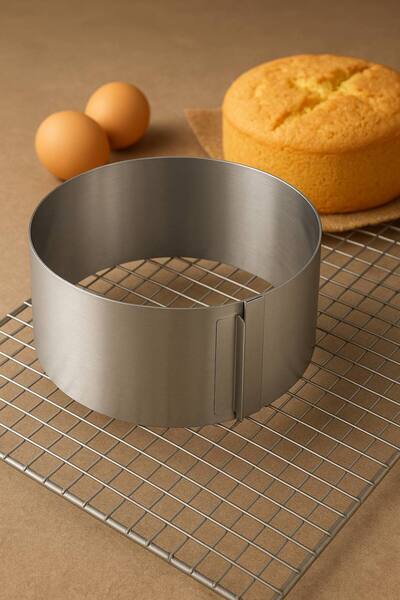 GALATAPAZAR قالب كيك دائري قابل للتعديل من الفولاذ المقاوم للصدأ مقاس 16-30 سم