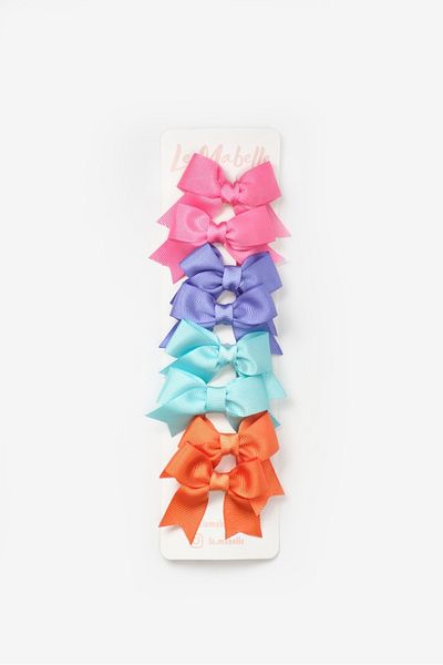 Le Mabelle Multicolored Carnival 8-Piece Ribbon Bow Clip Buckle Set