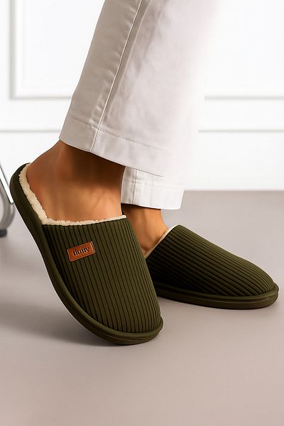 fluffy Men's Silent and Non-Slip Sole - Warm Seasonal Corduroy Slippers