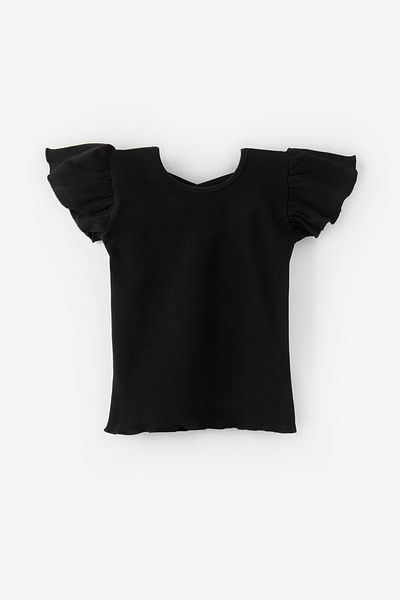 Le Mabelle Black Girl's T-Shirt with Cross Back - Julie