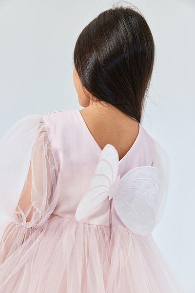 Le Mabelle Powder Butterfly Winged Girl's Dress - Kate