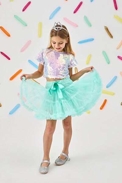 Le Mabelle Lilac Sequin Girl's Crop