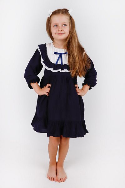 Le Mabelle Navy Blue Vintage Girl's Dress - Silvia