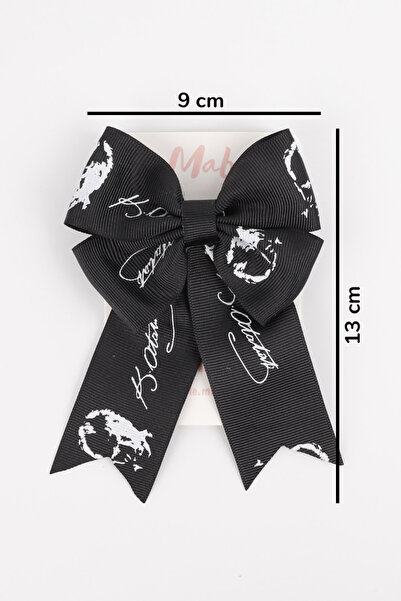 Le Mabelle Black Atatürk Printed Girl's Clip Buckle