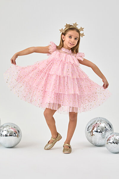 Le Mabelle Pink Starry Layered Girl's Tulle Dress - Essie
