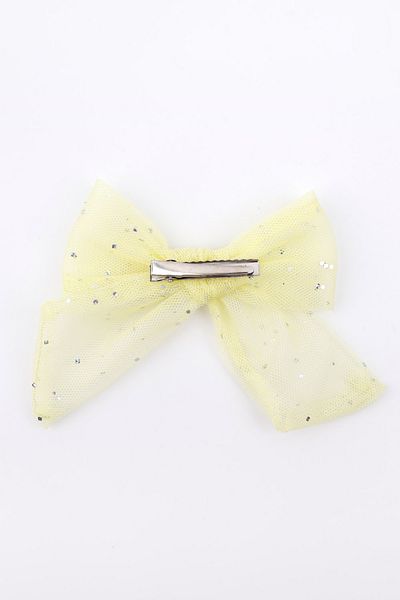 Le Mabelle Yellow Glitter Tulle Bow Girl Child Clip Buckle