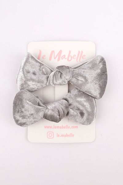 Le Mabelle Gray 2-Piece Velvet Girl's Clip Buckle