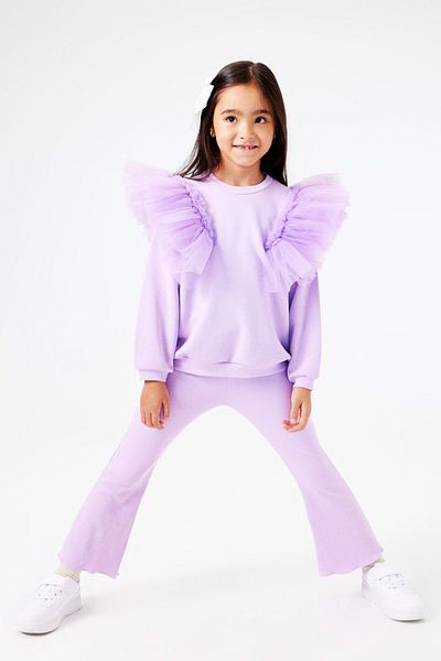Le Mabelle Malory Lilac Girl's Tracksuit Set - Shoulders with Tulle Detail