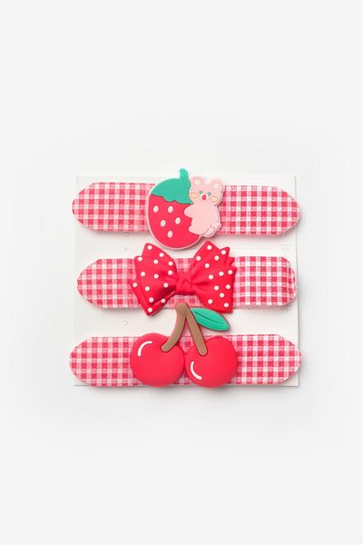Le Mabelle Red Plaid Figured 3-Piece Girl's Buckle Set