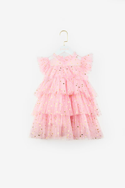 Le Mabelle Pink Starry Layered Girl's Tulle Dress - Essie