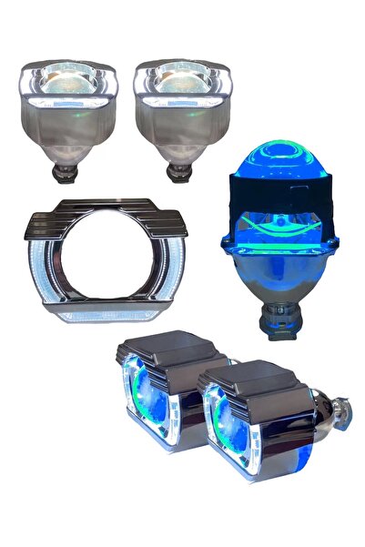 EKT 2.5 İNÇ KESİK U Bİ-XENON MERCEK BEYAZ ANGEL + BUZ MAVİ ŞEYTAN GÖZ