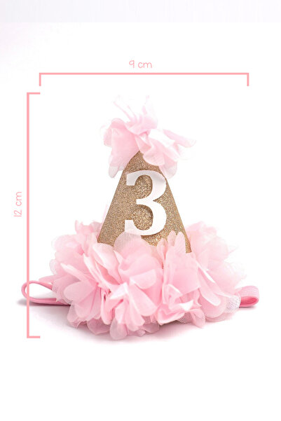 Le Mabelle Pink 3 Year Old Funnel Birthday Crown