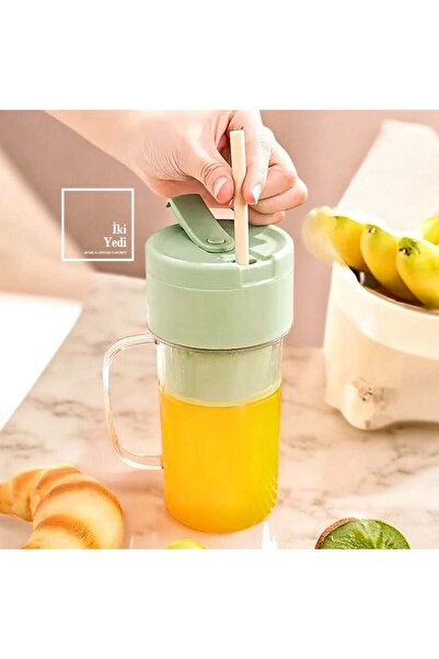 77 Kobbie Taşınabilir Şarjlı Meyve Sıkacağı Pipetli Blender Bardak Kamp Pikni...