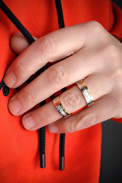 Kaya The Third Love Me 1Pcs Gem Quality 6mm Tarnish Free Gold White Steel Wedding Ring Lm-022G