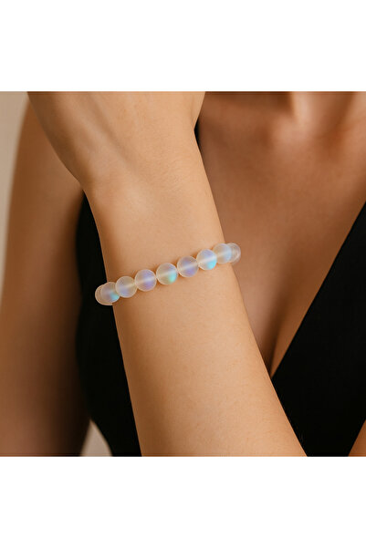 nss sky rock Termal Kuvars Mat Beyaz Doğal Taş Bileklik – Işıltılı Yüzey Detaylı 17 cm