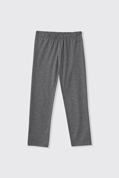 Panço Kız Çocuk Beli Lastikli Gri-Melanj Tayt