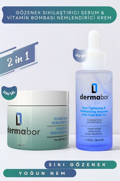 Dermabor Gözenek Sıkılaştırıcı AHA/BHA Serum&Vitamin Bombası Nemlendirici Kre...