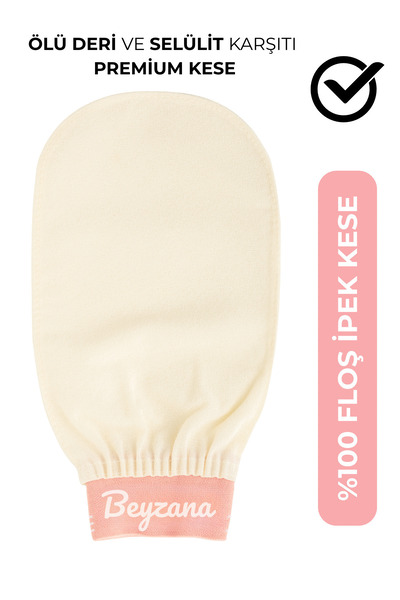 BEYZANA Ekru Banyo Duş Kesesi Peeling Eldiveni %100 Floş Ipek Premium Kadın Ve Erkekler Için