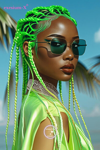 X-Pression Afrika Örgüsü & Rasta Için Sentetik Saç Green2 Neon Yeşil 165 gr