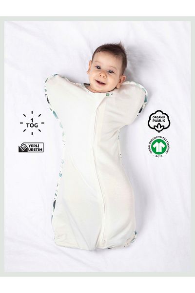 Zuppers Organic Cotton Butterfly Swaddle Sleeping Bag - Leaf - 1 Tog