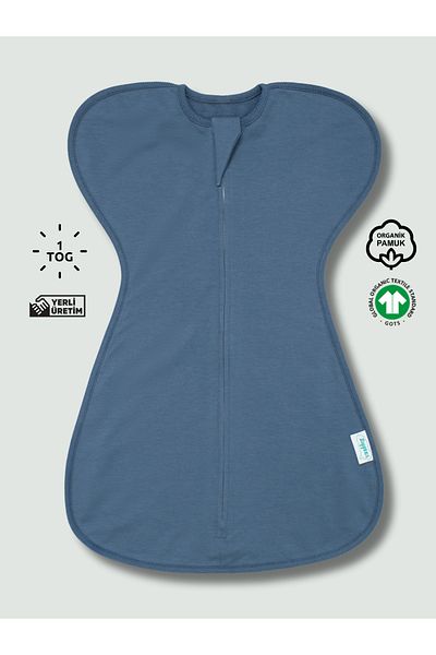 Zuppers Organic Cotton Butterfly Swaddle Sleeping Bag - 1 TOG - Indigo