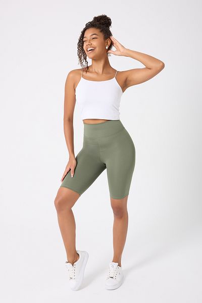 Myluvi Women's High Waist Gathering Effect Scuba Diver Sports Biker Shorts