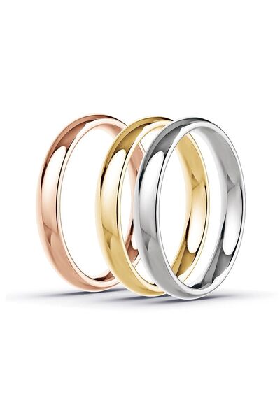 Kaya The Third Love Me 3mm 3renk 3adet Klasik Ince Bombeli Çelik Alyans Yüzük...