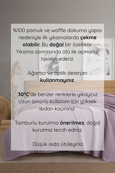 Sevim Lilac Waffle Pendurucu 160X230Cm, 100% Cotton, Honeycomb Design