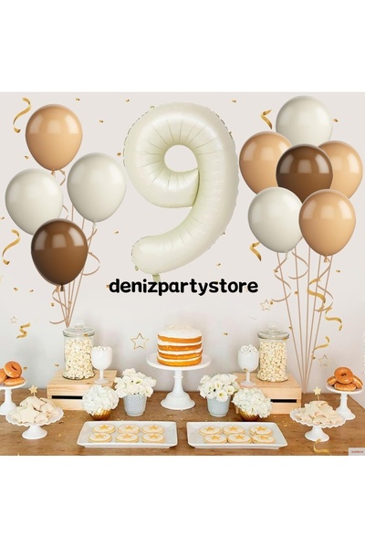 Deniz Party Store مجموعة بالونات كريمية بعمر 9 سنوات، 4 رمال بحرية، 4 ألوان، ...