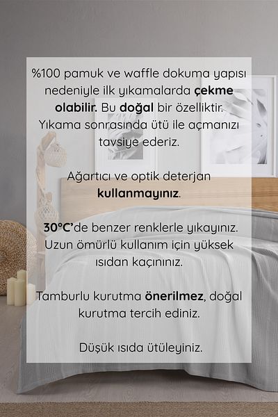 Sevim Single Waffle Pike 160X230Cm, 100% Cotton, Honeycomb Design, Gray Color