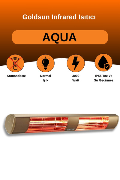 GOLDSUN Aqua 3000 Watt GSA30 Kumandasız Suya Dayanıklı Elektrikli İnfrared Isıtıcı-Bej