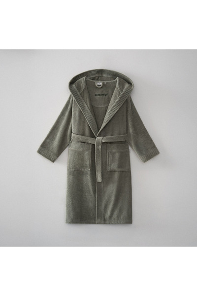 Ecocotton Ecosoft New γυναικείο μπουρνούζι 100% οργανικό βαμβάκι Dobby Green