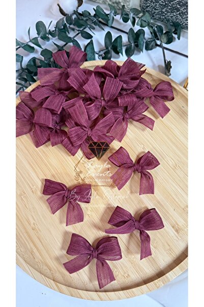 LAYLAEVENTS Keten Kurdele Hazır Fiyonk 20 Adet - Bordo