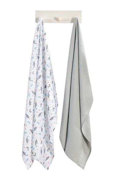 tinylamb Unicorn Fish Bamboo - Cotton Muslin Cover 110x110 - 2 Pieces