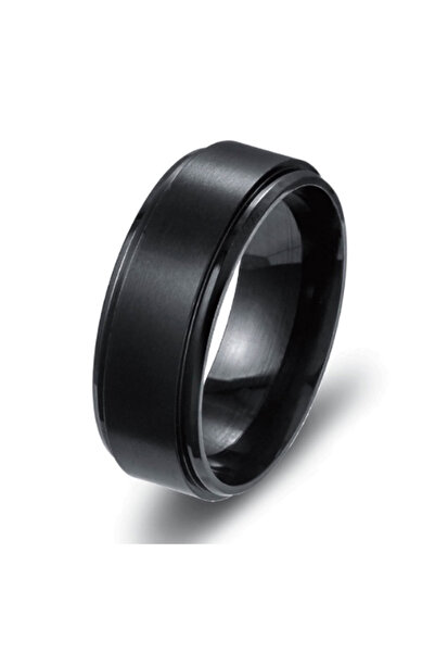 Chavin Matte Black Men's Steel Wedding Ring in the Middle Dm13