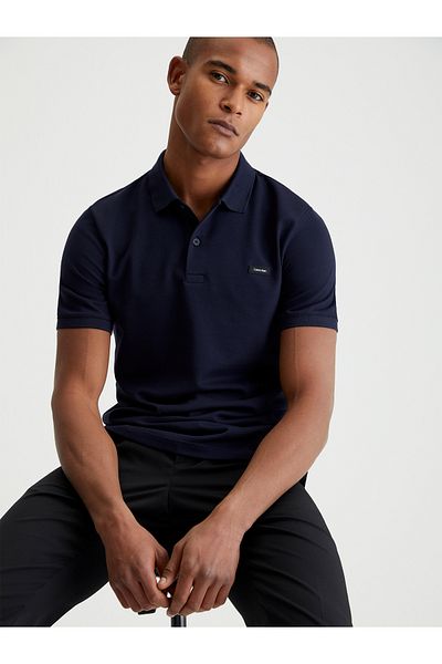 Calvin Klein Men's Polo Neck T-Shirt - Brand Logo, Large and Oversized, 3XL Clothing