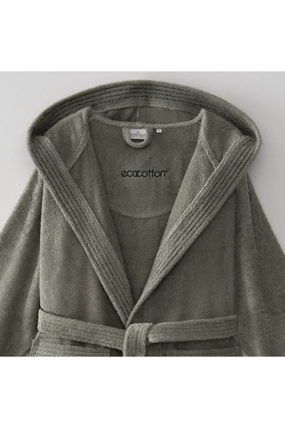 Ecocotton Ecosoft New γυναικείο μπουρνούζι 100% οργανικό βαμβάκι Dobby Green