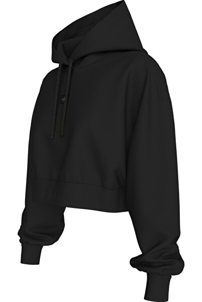 Calvin Klein Kadın WOVEN Pamuklu Kapüşonlu Sweatshirt - Siyah