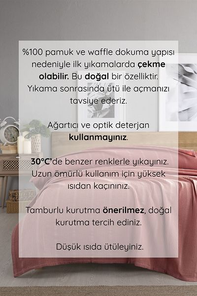 Sevim Double Waffle Pike 210X230Cm, 100% Cotton, Honeycomb Design, Terra