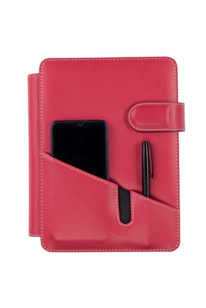 2K 2026 Yeni Yıl Organizer Ajanda Telefon Kılıflı Tarihli Çizgili 4 Halkalı Vegan Deri 20x26 Cm.