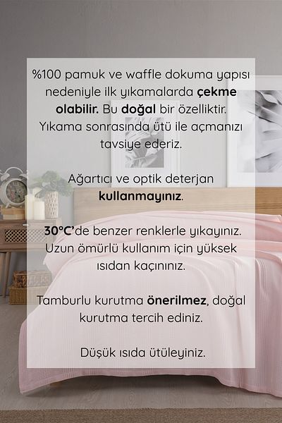 Sevim Waffle Pike Single - 160x230cm, 100% Cotton, Honeycomb Design, Various Color Options